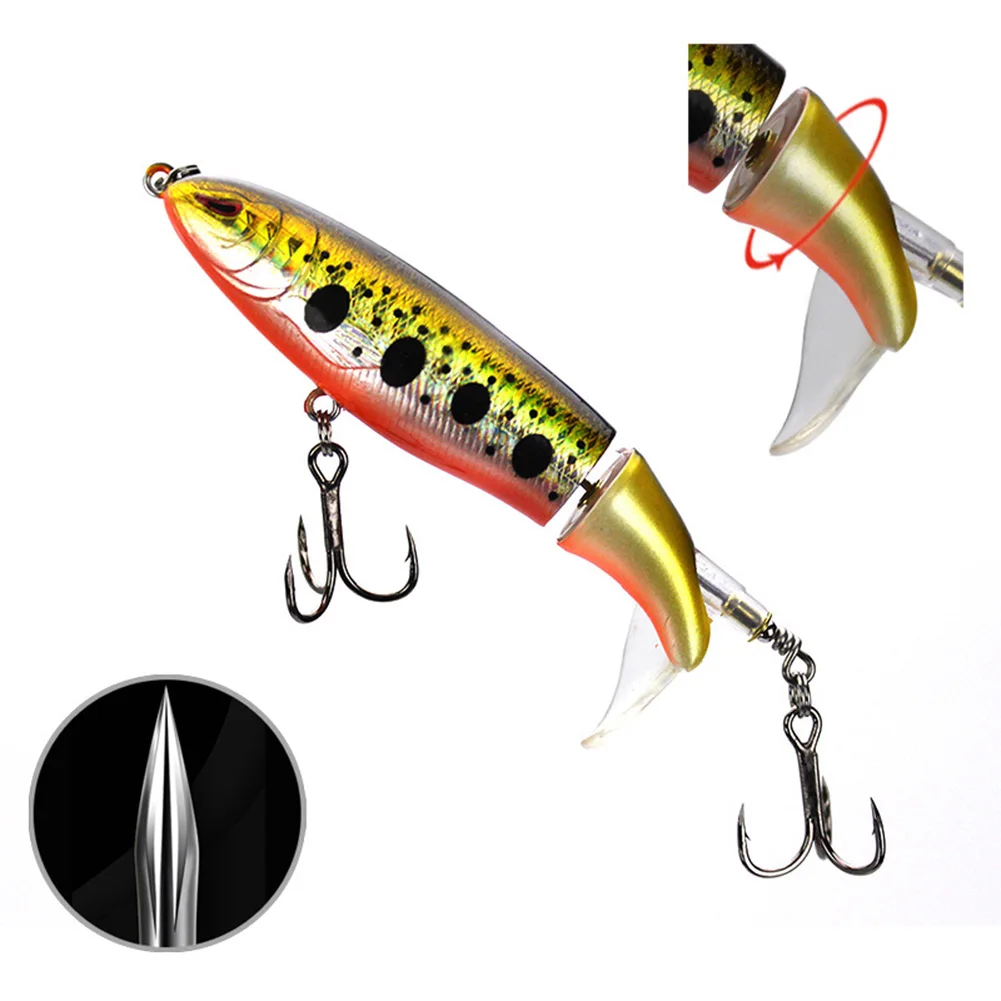 5pcs Whopper Popper Artificial Bait with Hard Plopper Soft Rotating Tail Fishing Bait for Bass Pike Chub Fishing Accessories