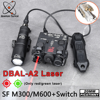 Tactical WADSN DBAL A2 Red Green Dot Laser SF M300 M600 Surefir Flashlight Dual Control Pressure Switch Fit 20MM Rail