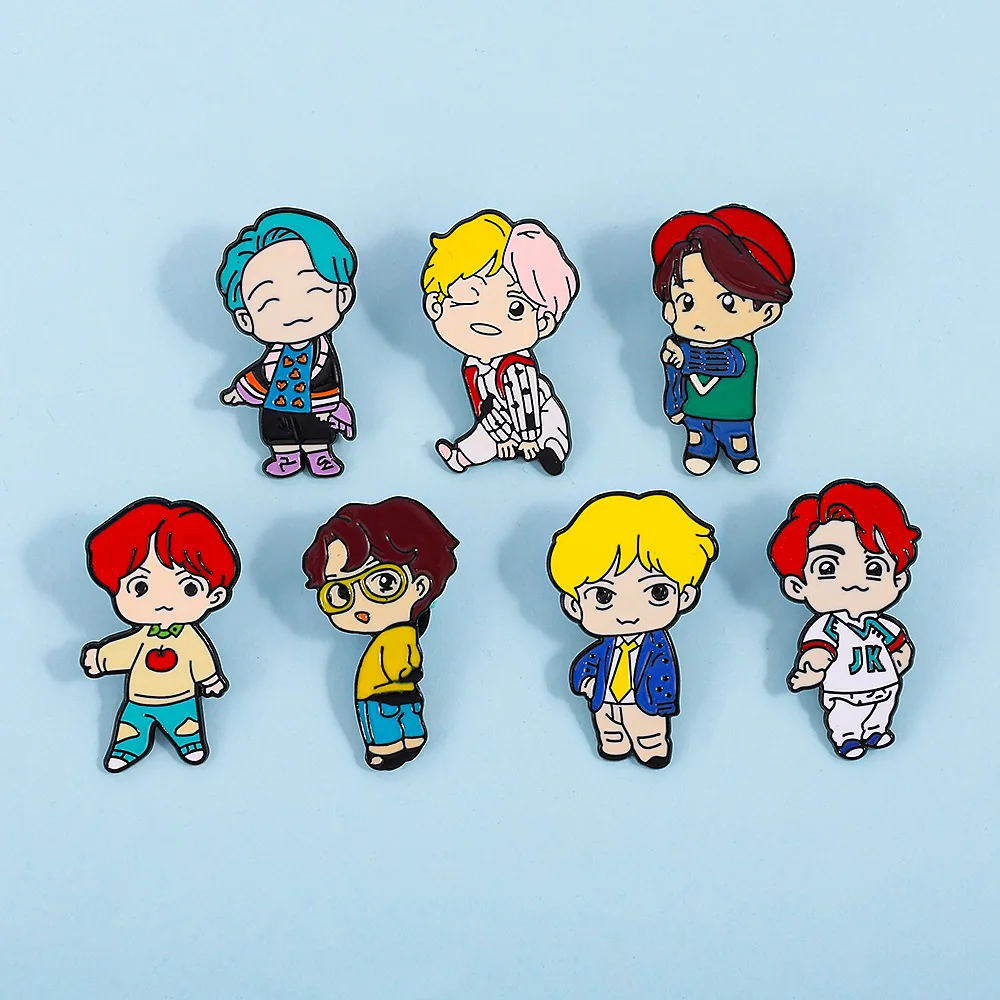 Character Brooches Q-version Cartoon Korean Style Boy Band Metal Badges Small Accessories Wholesale Lapel Pins for Caps Cap Pin
