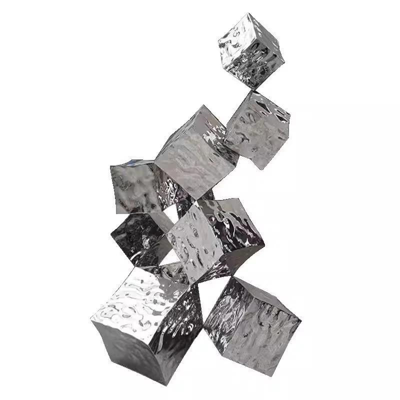 Interior landscape sculpture Stainless steel square geometric section sculpture