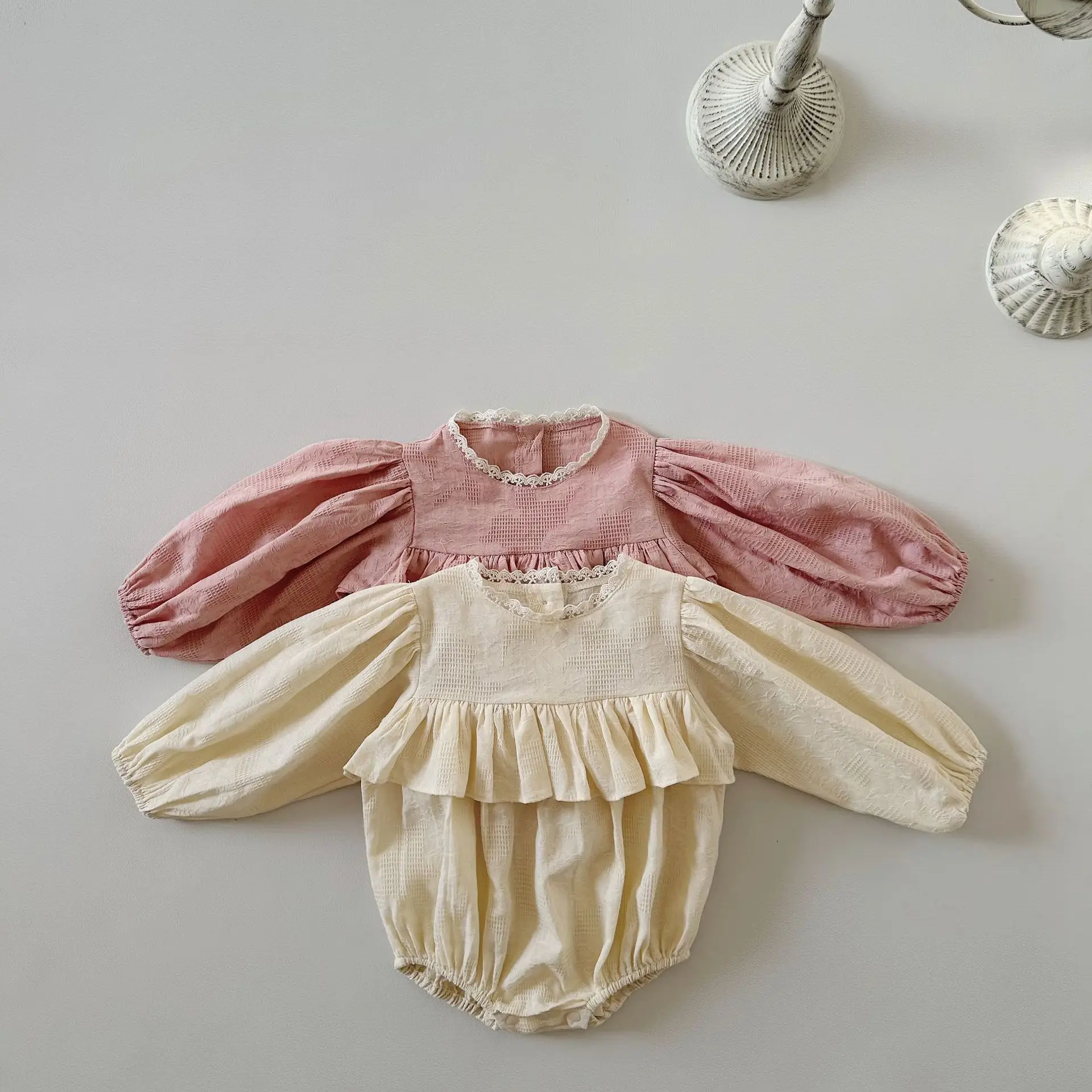 Baby Girl 2025 Spring New Soft Cotton Newborn Long Sleeve Bodysuit Fashion Infant Lace Princess Jumpsuit Toddler Clothes 0-24M