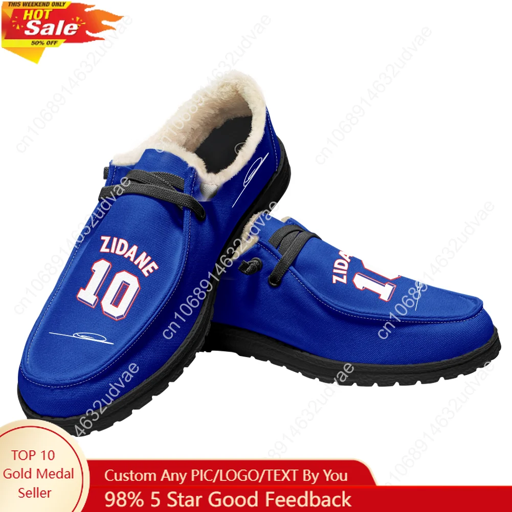 

Zidane No.10 Plush Loafers Men Woman Youth Casual Flat Shoes France Soccer Star Keep Warm Footwear Custom Made Shoe Black