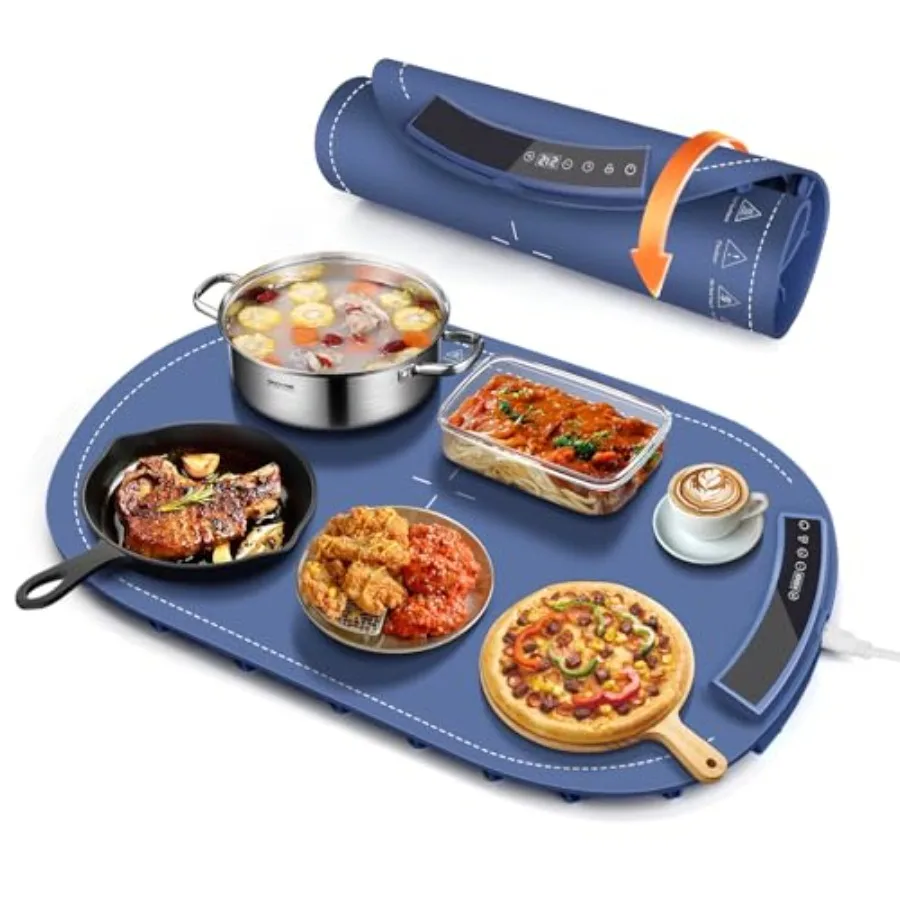 

Food Warming Mats for Countertop - Warming Trays for Buffets Party Silicone Electric Warmer with 7 Level Temp Adjustable/ 4H Au
