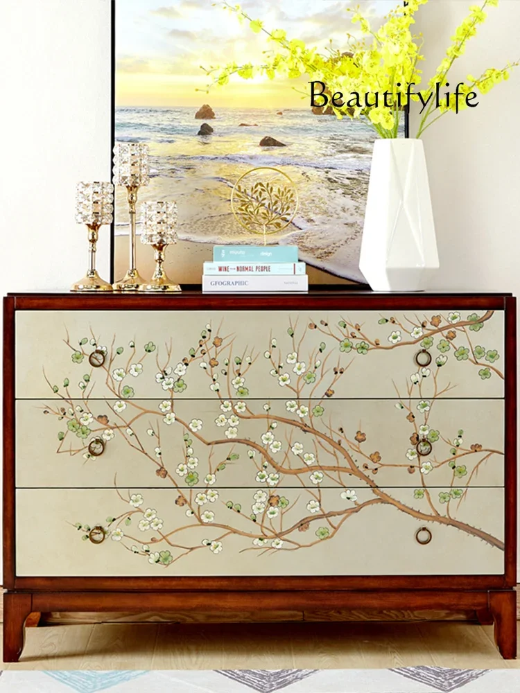 American Style Retro Porch Chest of Drawers Art Storage Bedroom Storage Cabinet Painted Chinese Style Sideboard Cabinet