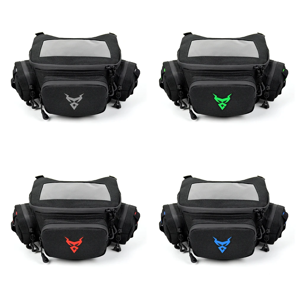 

Motorcycle Handlebar Bag Waterproof Large Capacity Front Pouch With Safe Reflective Strips Adjustable Strap For Motorbike