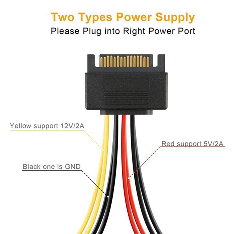 5Pcs SATA 15 Pin Male To 2 SATA 15 Pin Female Power Cable 90 Degree Elbow Sata Power Cable For HDD Hard Drive,8Inch/20Cm