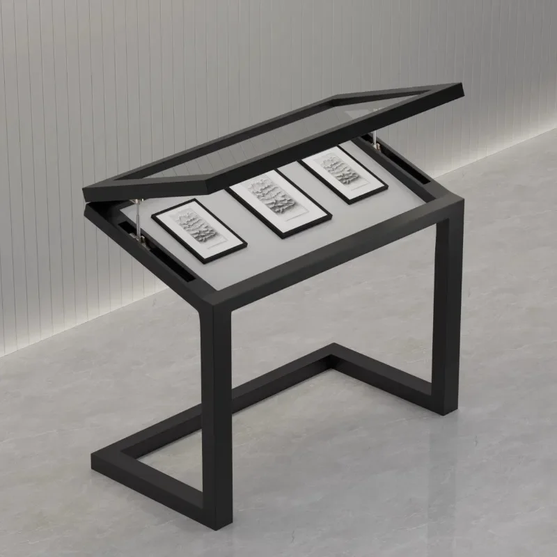 Museum glass display cabinet metal lacquered glass cabinet exhibition display case