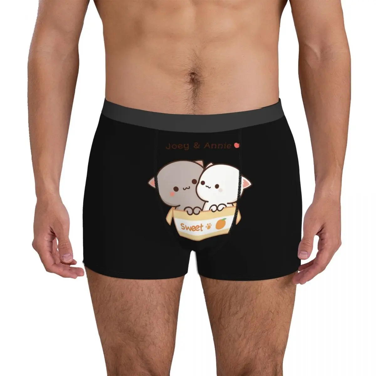 

Joey And Annie-Peach And Goma Mochi Cat Box Underpants Breathbale Panties Male Underwear Print Shorts Boxer Briefs