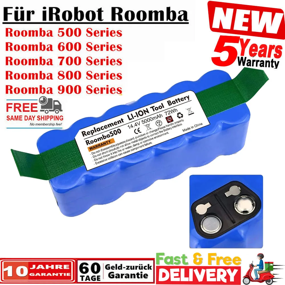 For iRobot Roomba 14.4V 5000mAh Battery Roomba 500 600 700 800 Series Vacuum Cleaner iRobot roomba 620 770 780 580 Battery