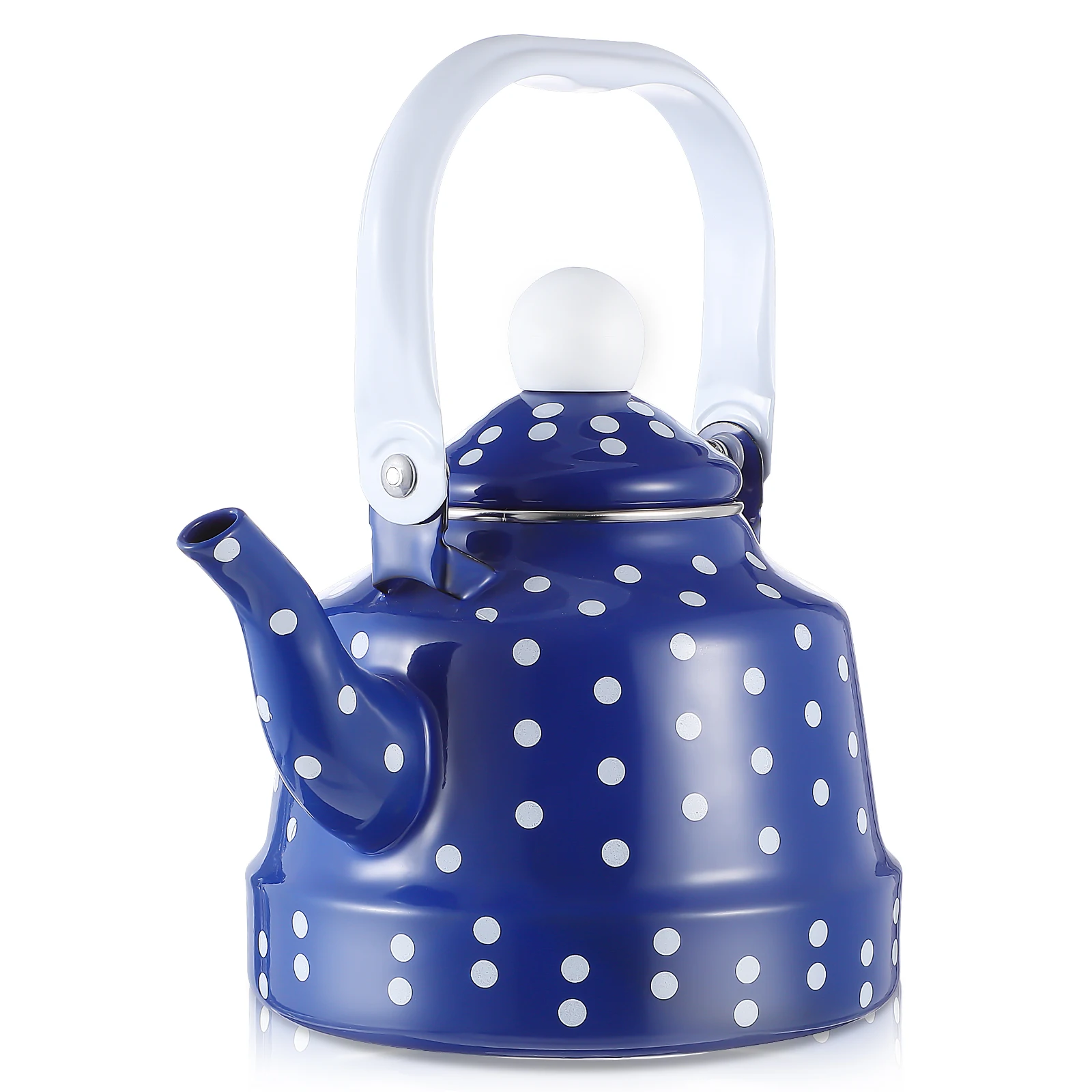 

Vintage Style Ergonomic Handle Tea Kettle Stovetop Whistling Enamel Interior Coffee Pot Heat Resistant for Induction