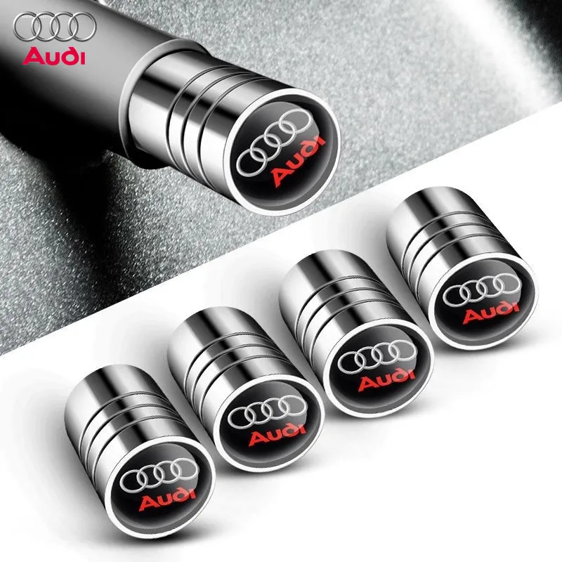 4pcs Aluminium Autorad Reifen Luft ventil kappen Staubs chutz mit Farbe Markenlogo für Audi rs sline a4 a3 a6 q3 quattro q7 tt b8 8p