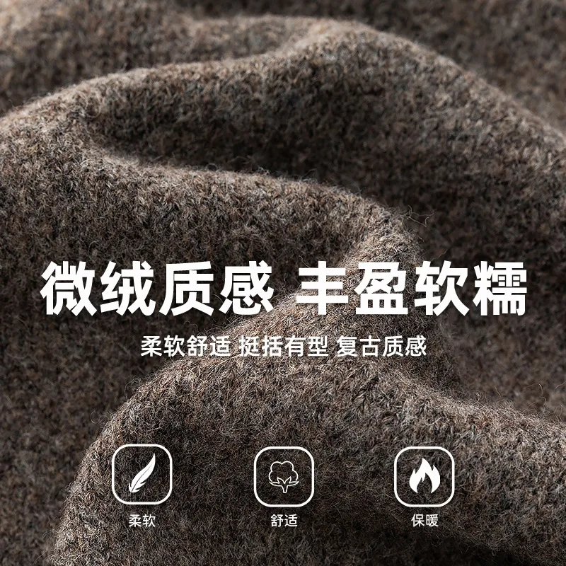 800G Winter Fashion Luxury Old Money Clothes Man Sweater Warm High Quality Fake Two Piece Polo Neck Vintage Knitted Sweater Men