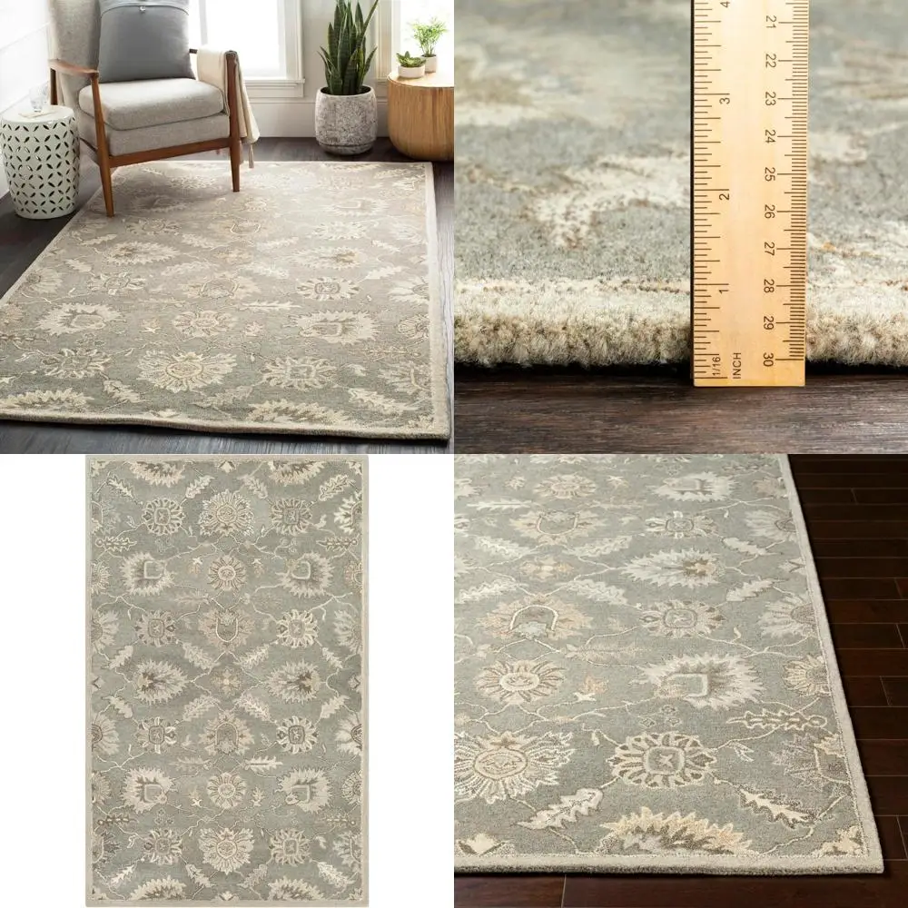 

Традиционный угольный коврик 5x8, серый, коричневый, кремовый, подходит для гостиной, спальни, кухни