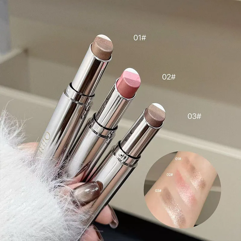 อายแชโดว์แบบแท่ง QIBEST ติดทนนาน ดินสอเขียนขอบตาแต่งหน้า อายแชโดว์เนื้อชิมเมอร์ ไฮไลท์เตอร์ ช่วยเพิ่มความสว่าง แต่งตาแบบไล่