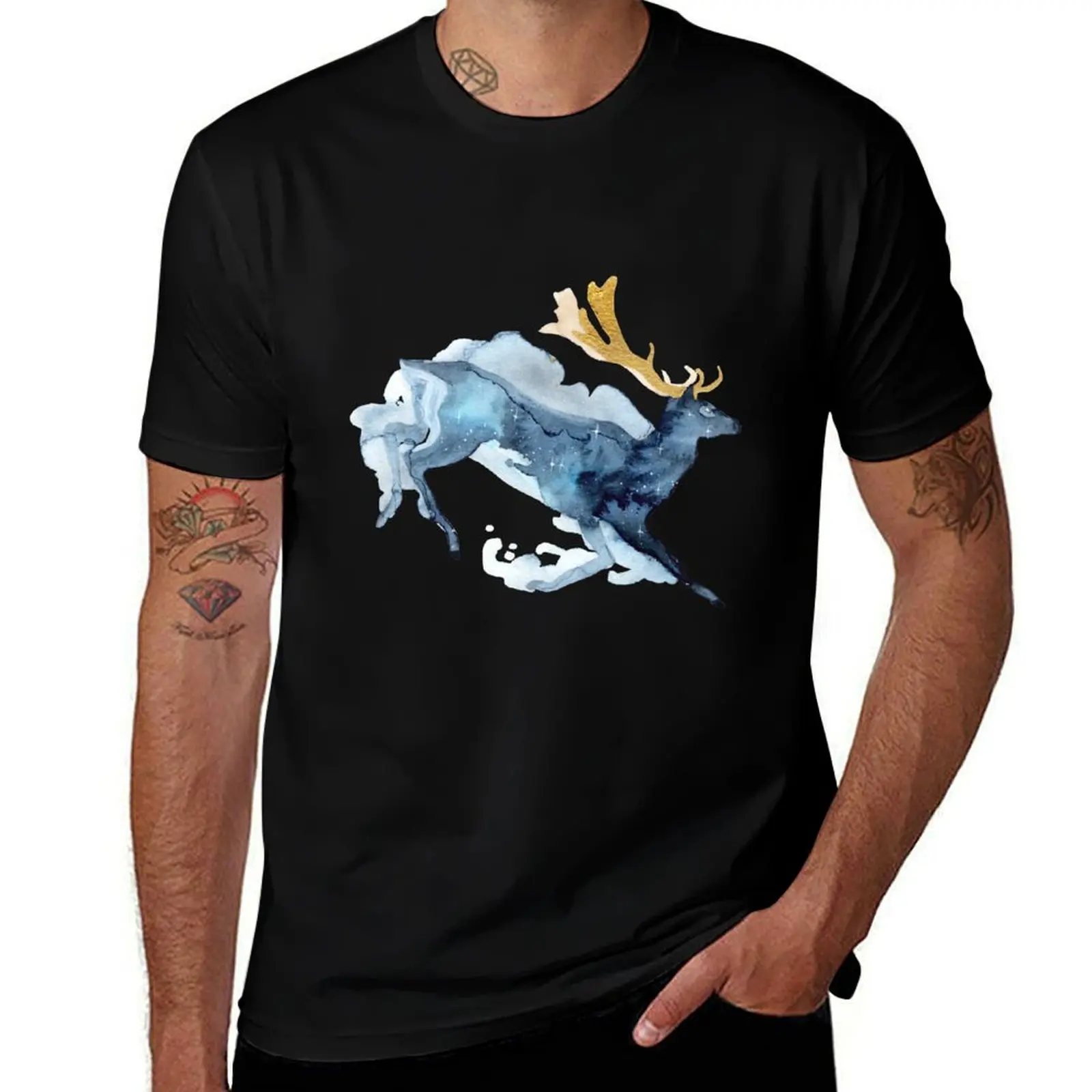 

Golden Galaxy Fallow Deer T-Shirt Luxury man Clothing shirts graphic mens fashion