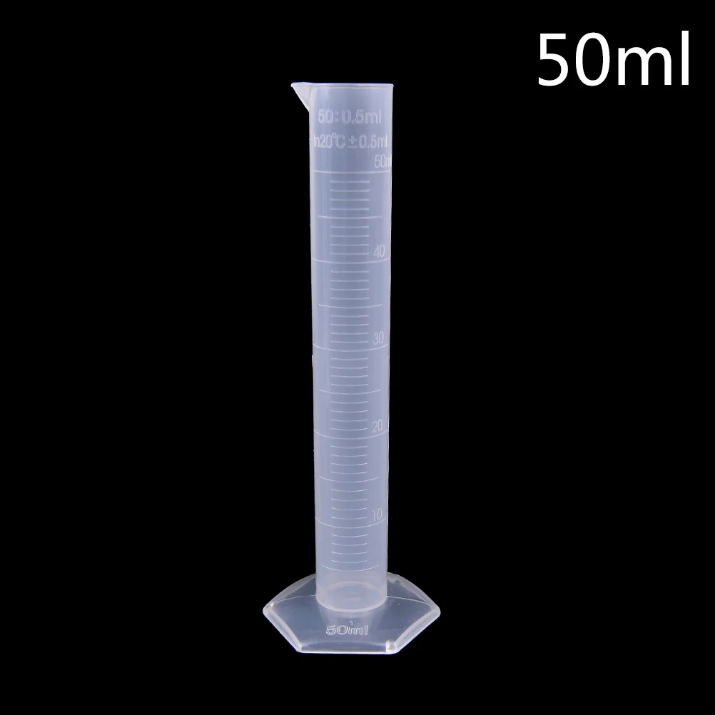 10/25/50/100/250ML plastikowy Cylinder pomiarowy Test laboratoryjny z podziałką