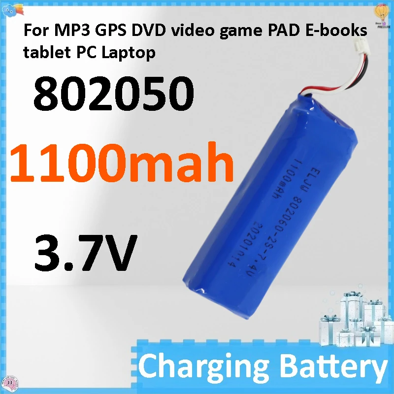 

10PCS 802060 3.7V 1100mAh Battery Cells for MP3 GPS DVD Video Game PAD E-books Tablet PC Laptop