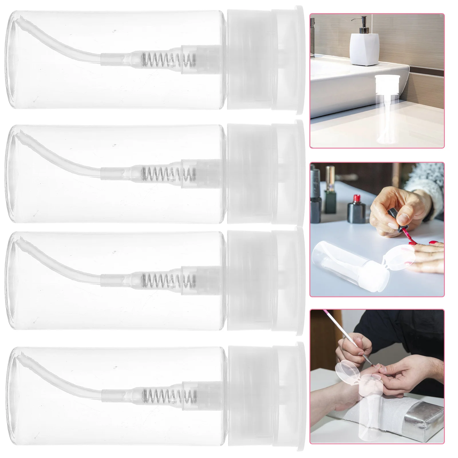 

100ML Transparent Nail Polish Remover Bottle Press Pump Dispenser Travel Lightweight Portable Reusable Strong Plastic Thick