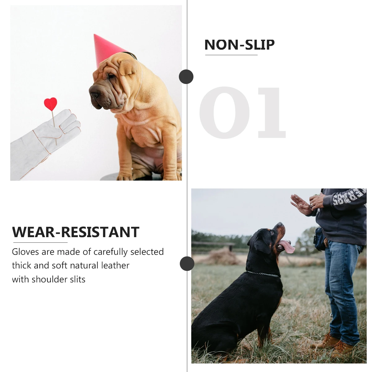 

Anti Bite Gloves Thick Cowhide Protection Soft Lining Bite Proof Forearm H Oven BBQ Camping Pet H Lasting Dog
