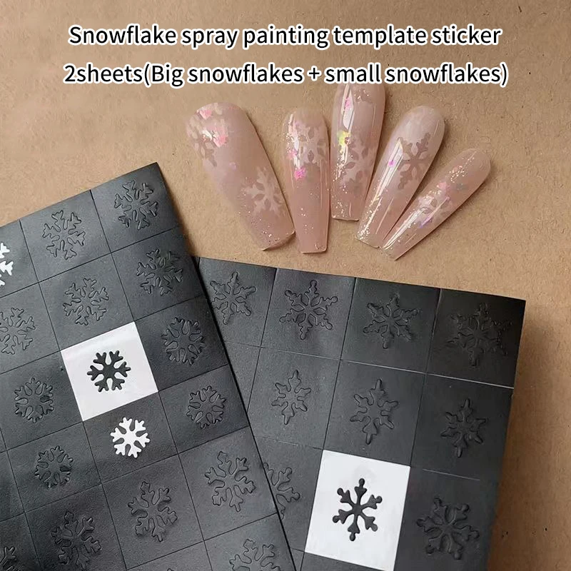 2 Sheets Nail Art Airbrush Stencils For Nails Snowflakes Hollow Reusable Nail Tattoo Template Salon Manicure Supply