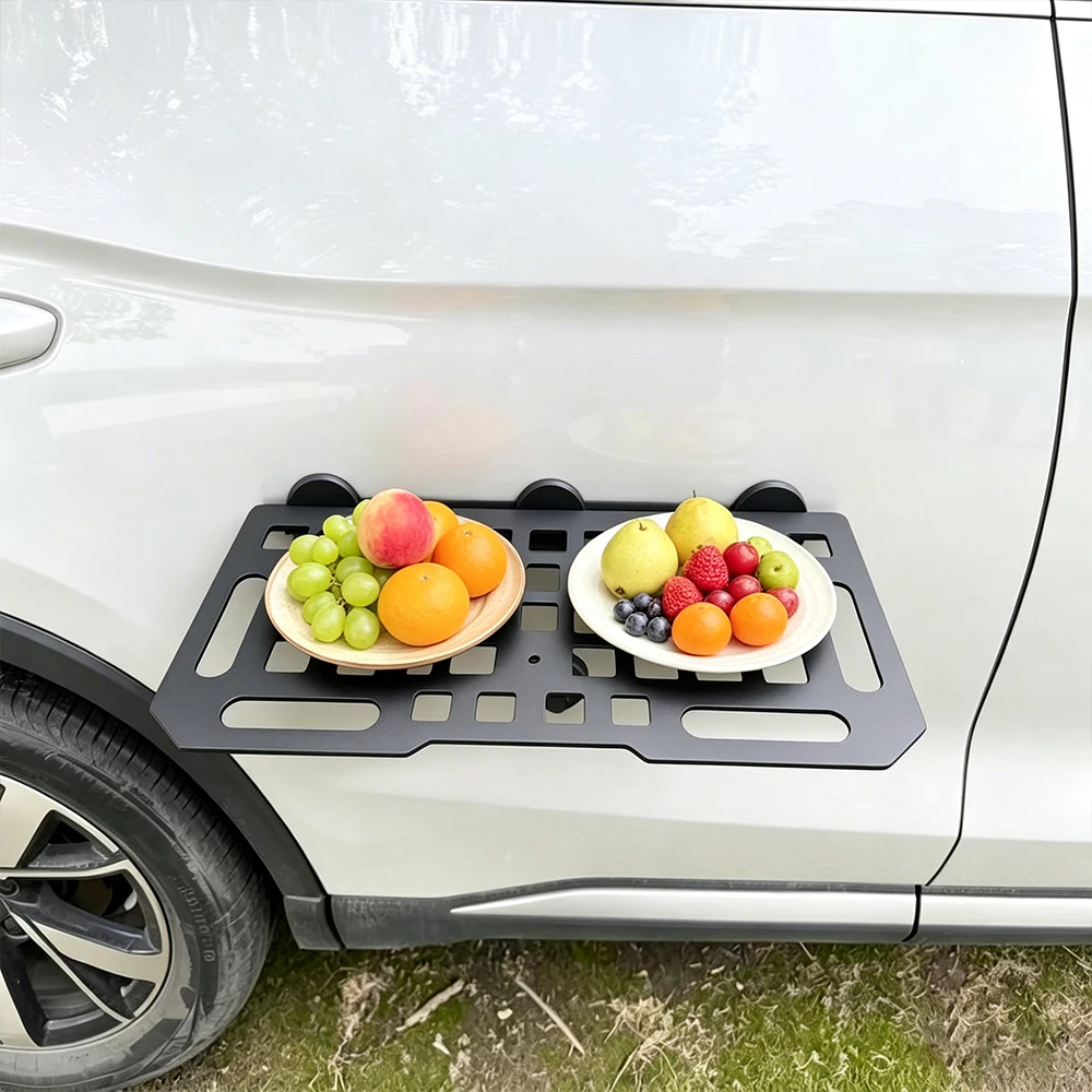 Heavy‑Duty Magnetic Foldable Car Side Table Metal Tray SUV Camping Picnic Overlanding Outdoor Vehicle Supply Gear
