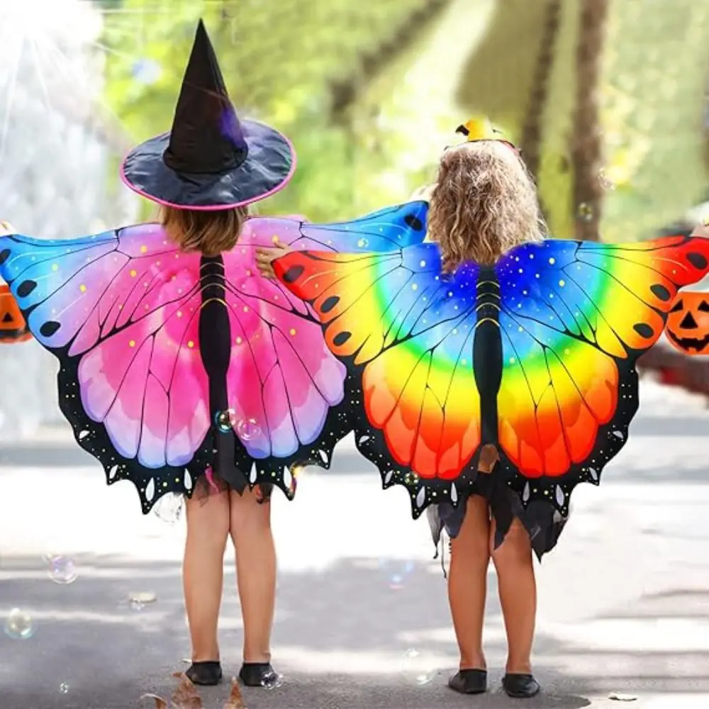 Colorful Butterfly Wings Costume Fancy Dress DIY Decorations Cape Butterfly Cosplay Costume Fairy Shawl Christmas Halloween
