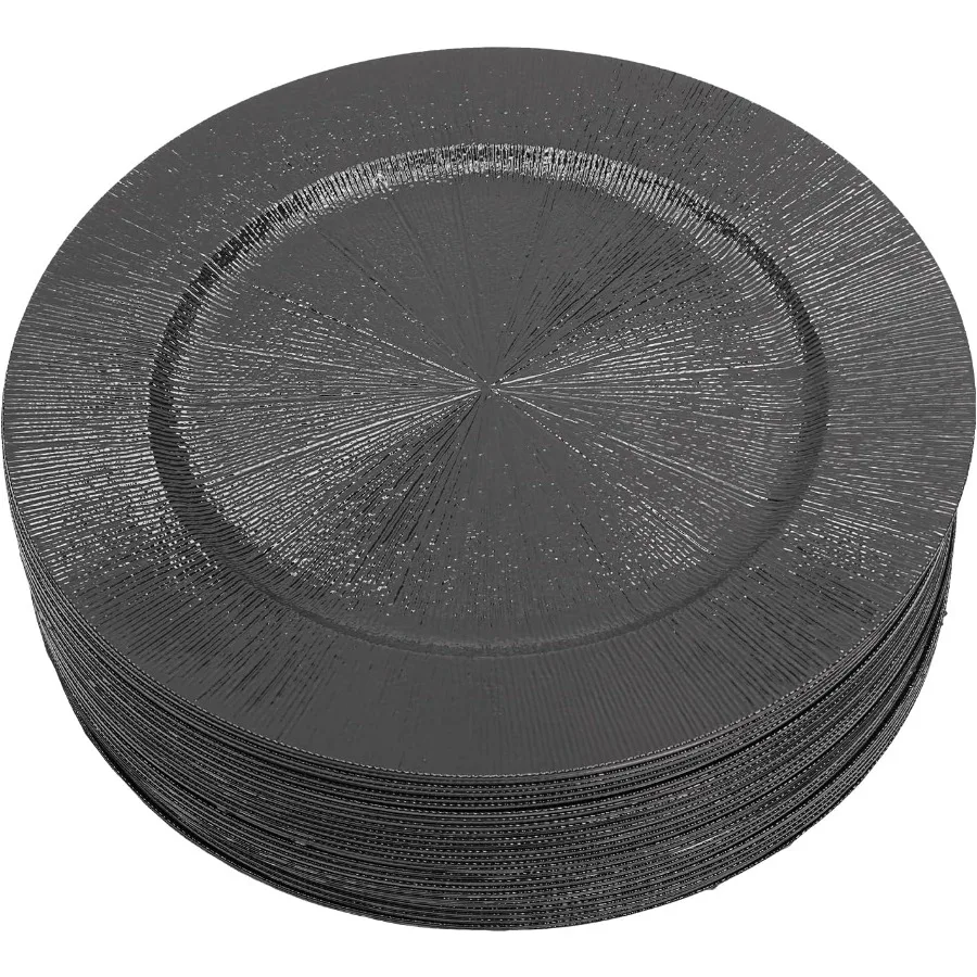 

Charger Plates Set Round Charger Plates 13'' Reusable Serving Plates Wedding Decorative Chargers Patterned Snack Trays Embossed