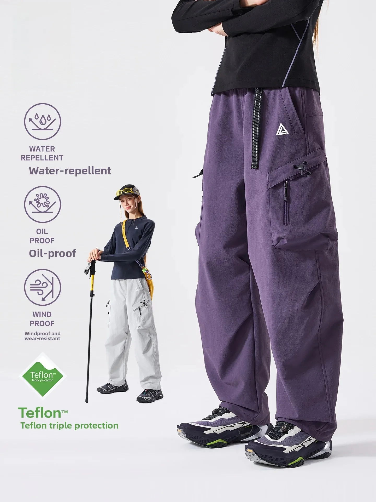 LAZY DAY TFLON Outdoor Waterproof Hiking Pants Women's Lightweight Mountain Climbing Workwear Trousers Oil-resistant Straight...