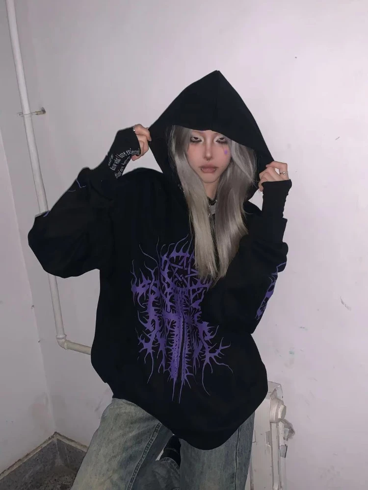 Women Japanese Vintage Printing Y2k Aesthetic Jackets Loose