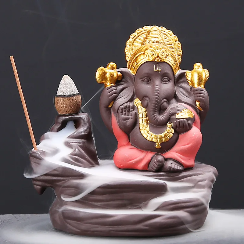 Middle East Elephant Head God Ganesha Backflow Incense Burner Decoration Home Decoration Incense Bench Odor Removal Incense