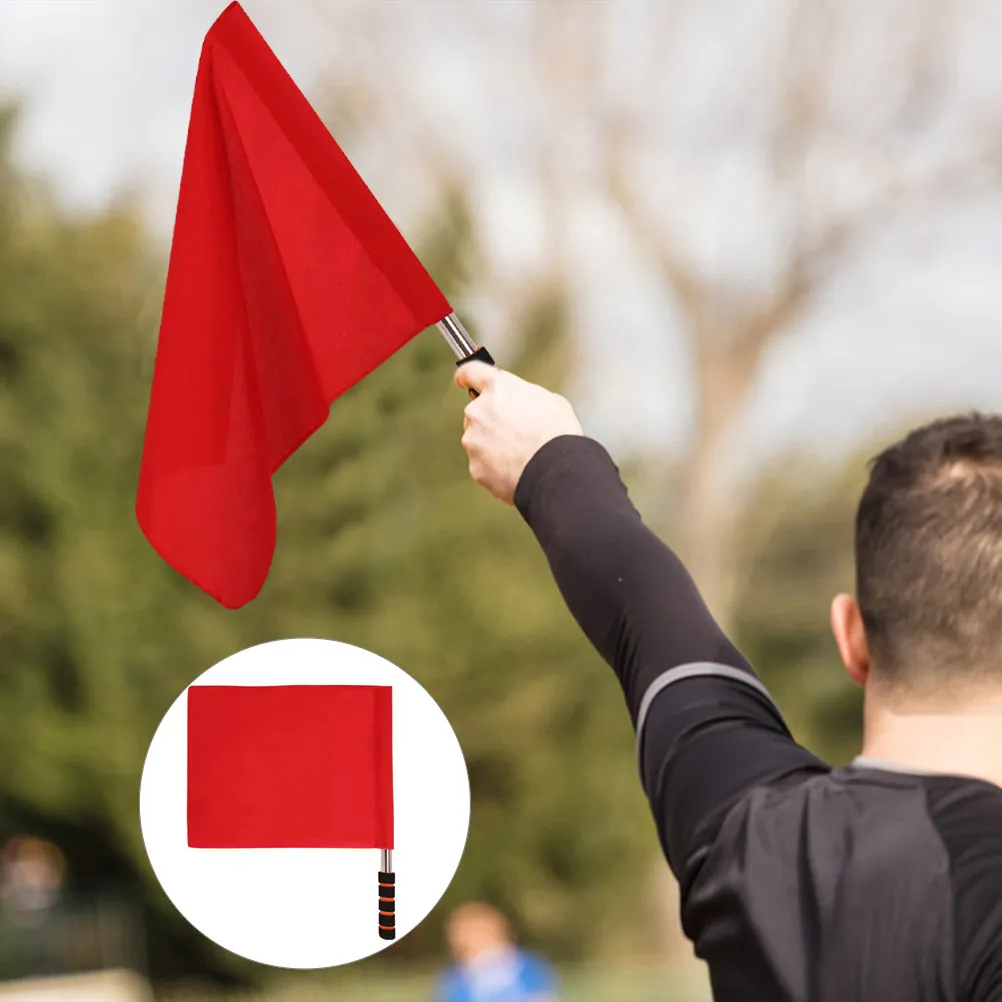 3Pcs Sports Signal Flags Red Design Racing Warning Flags for Referee Football Basketball Traffic Control