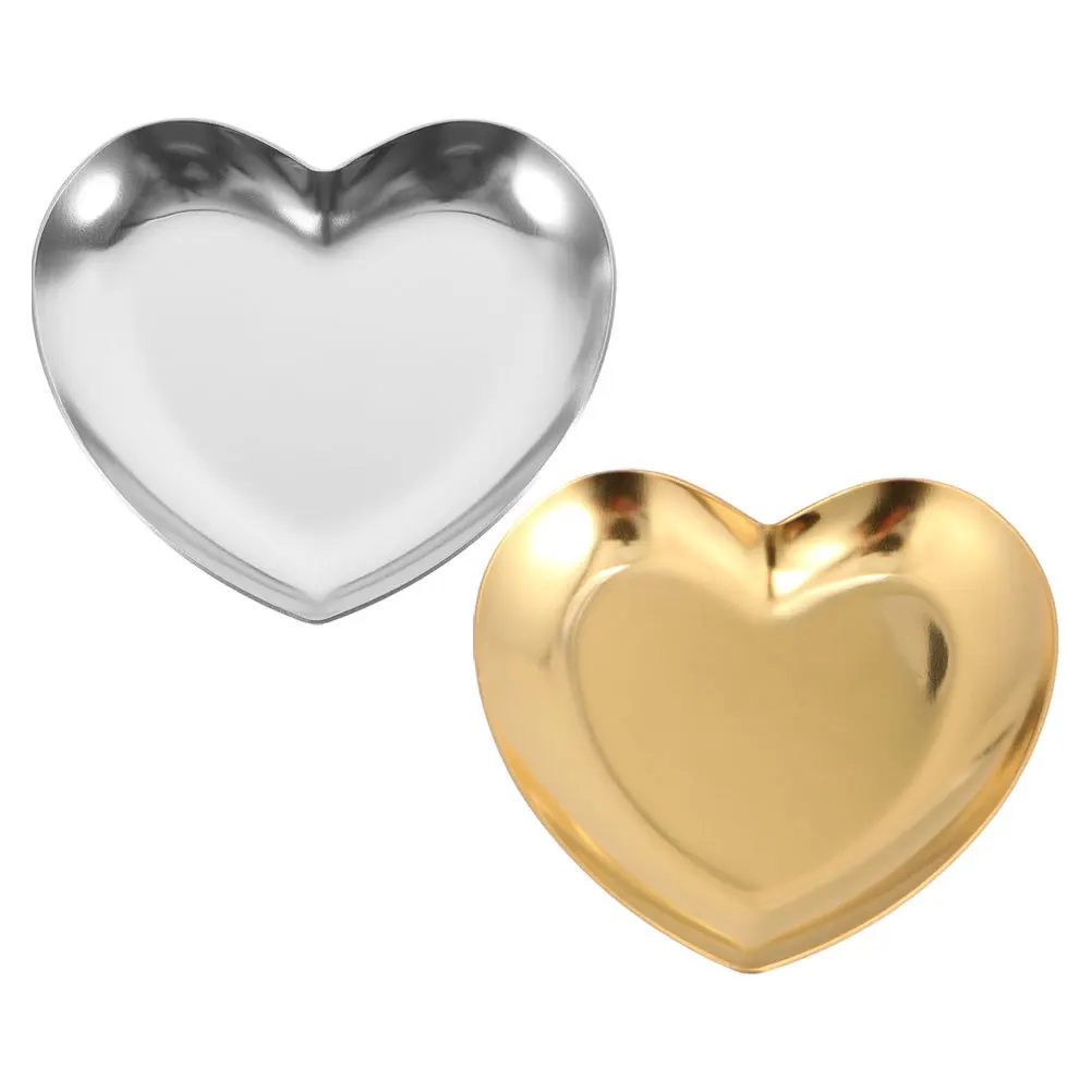 

Stainless Steel Heart Shaped Jewelry Organizer Large Capacity Necklace Ring Display Dish Elegant Finish Valentine Gift Home