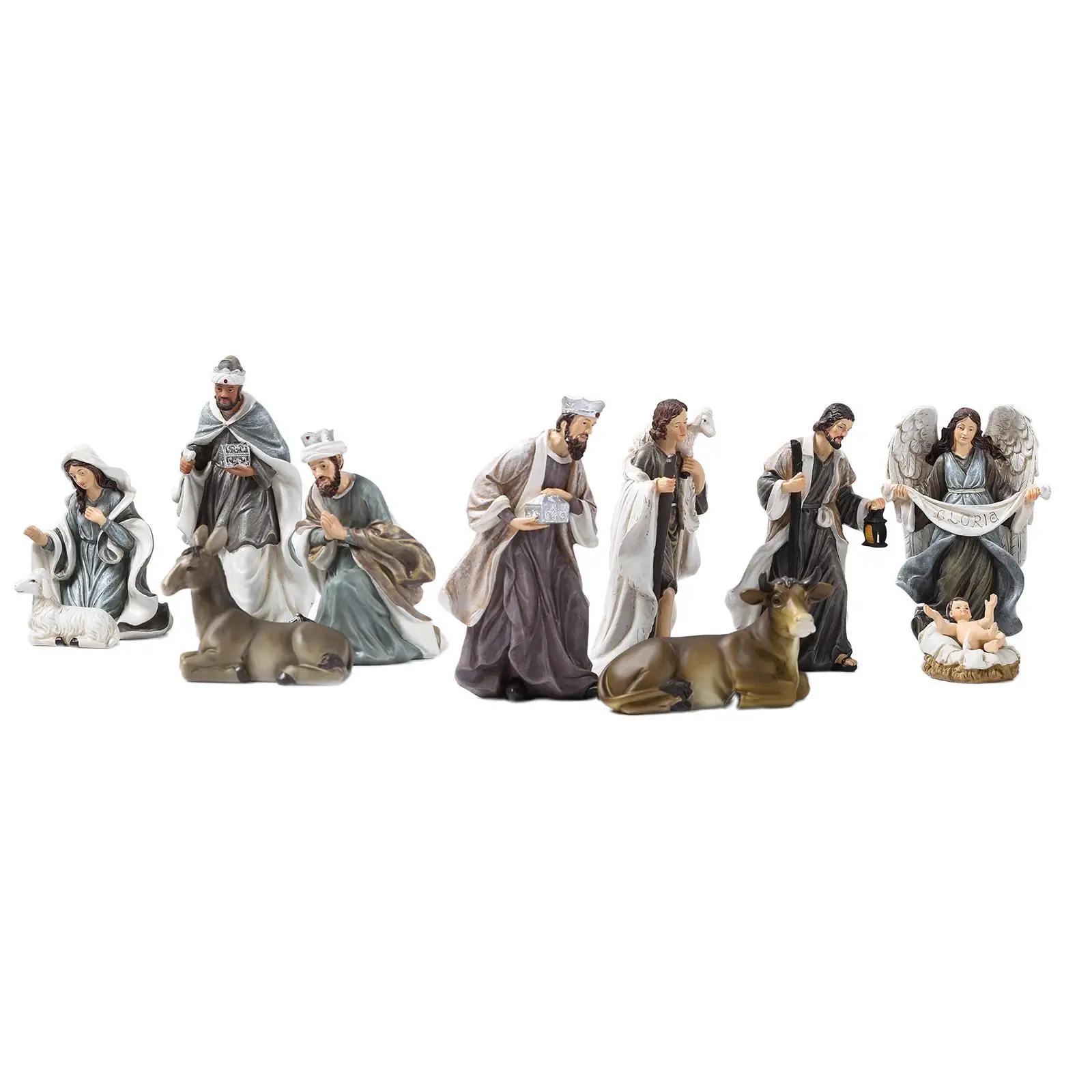 

12Painted Nativity Figures Nativity Set Christmas Figurine Home Decor