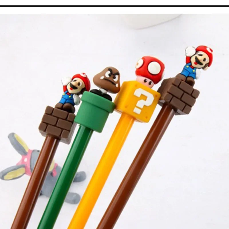 Super Mario Bros Black Ink Neutral Pen 0.5mm Gel Pen Cartoon Student School Supplies Stationery Pens Children\'s Gift