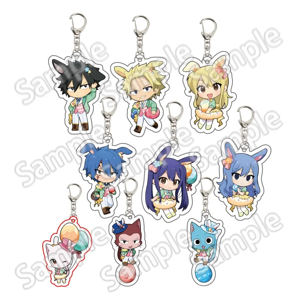 

Fairy Tail Bunny Mini Acrylic stand keychain Natsu Lucy Gray Erza figure Stand Plate Cosplay Prop Decor Cartoons present Fans Gi