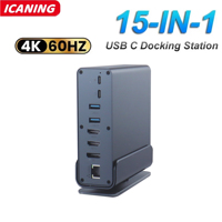 15 in 1 USB C Docking Station 4K HD Vertical Hub with Triple Monitor RJ45 1000M,USB 3.0/2.0,PD 3.0,SD/TF,Audio 3.5 for Laptop PC