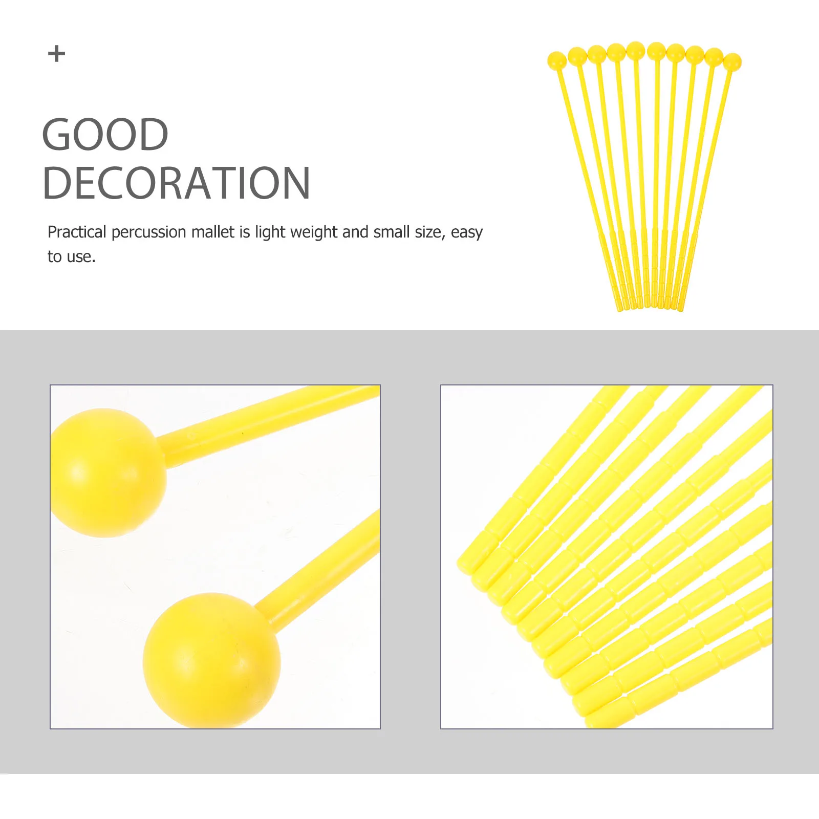 

10pcs Yellow Drumsticks Kids Musical Instruments Plastic Rhythm Mallets Lightweight Long Drumsticks Percussion