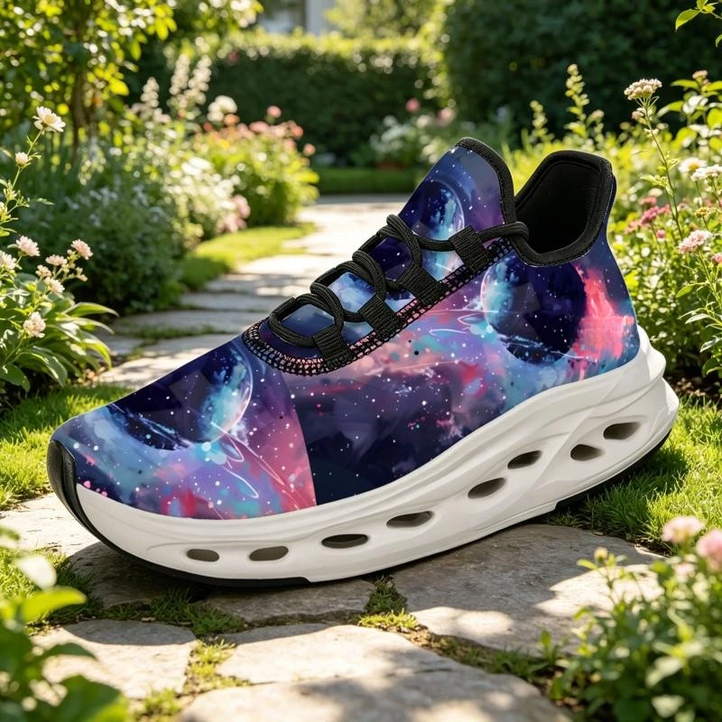 Ladies Men Running Shoes Sports Shoes Casual Shoes，Dreamy pink and blue gradient galaxy starry sky print is romantic and eye-cat