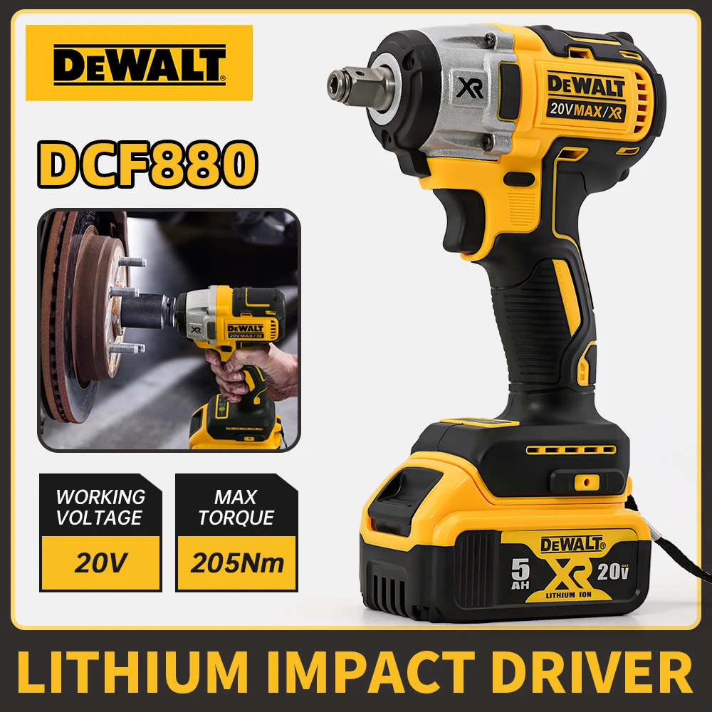 Dewalt DCF880 2300RPM akumulatorowy klucz udarowy 205N.m kompaktowy klucz elektryczny ładowanie elektronarzędzi do akumulatora Dewalt 20V