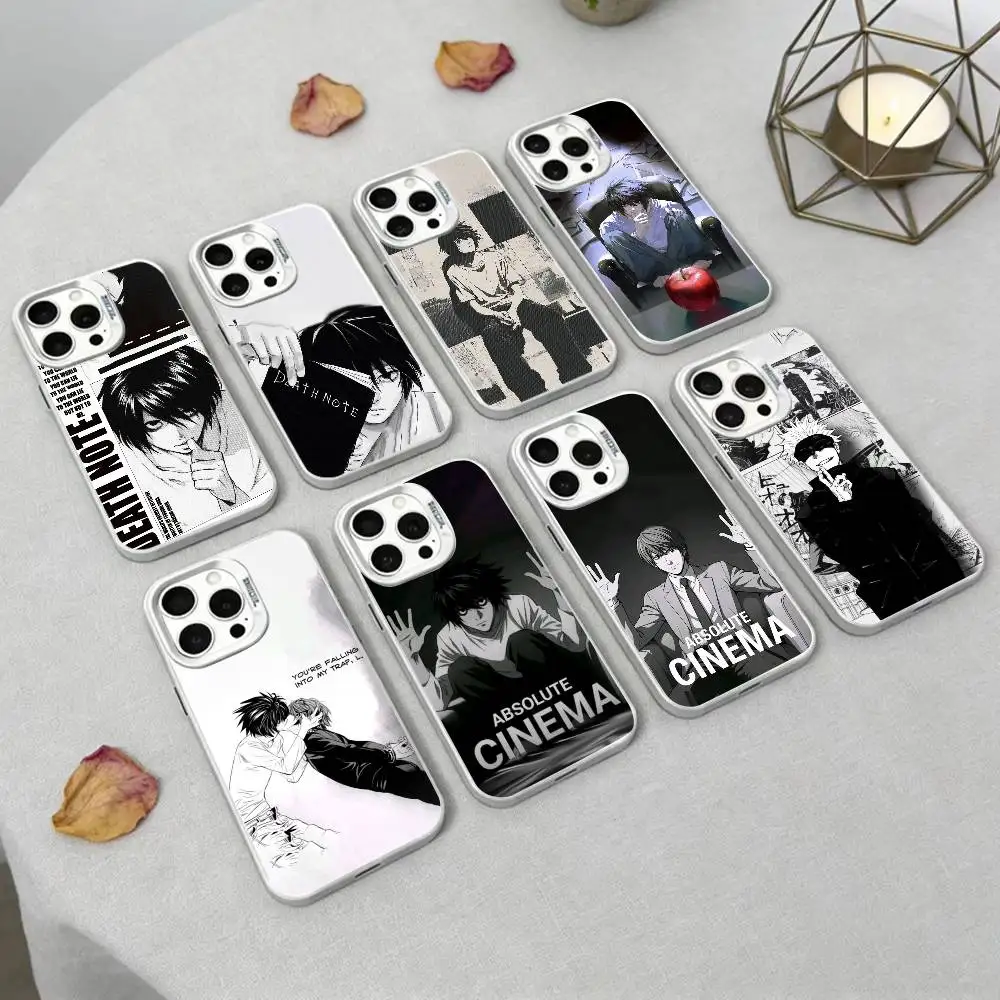 

Cool anime character Death Note Phone Case For iPhone 16,15,14,13,12,17,Pro,MAX white Matte Shockproof Cover