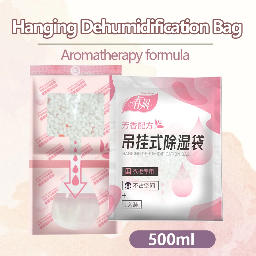 500ml Hanging Moisture Absorber Bags, Wardrobe Dehumidifying