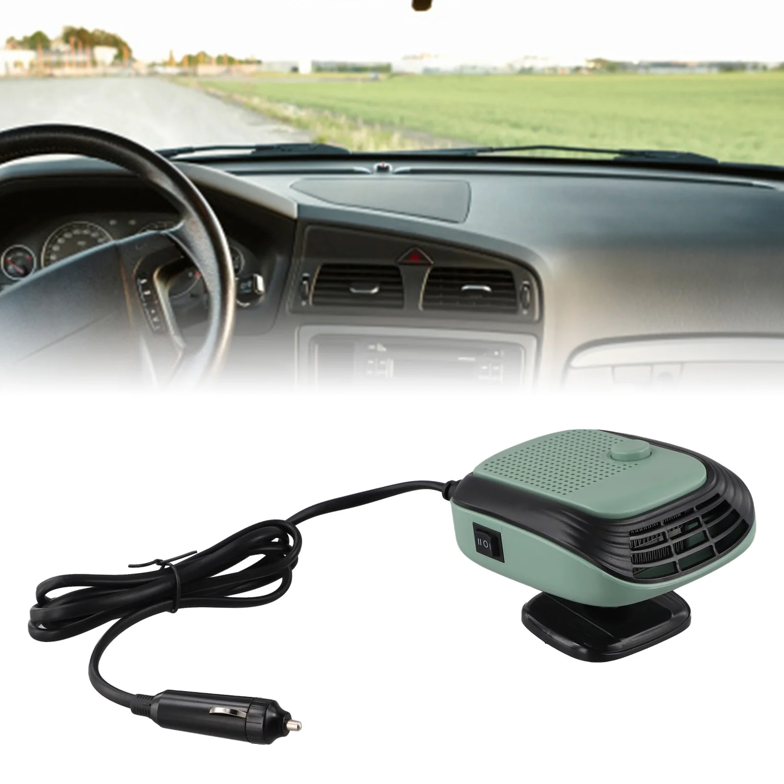 

Портативный автомобильный обогреватель с регулируемым воздушным потоком, зеленый, 150 Вт, удобный дизайн, устройство для обогрева автомобиля