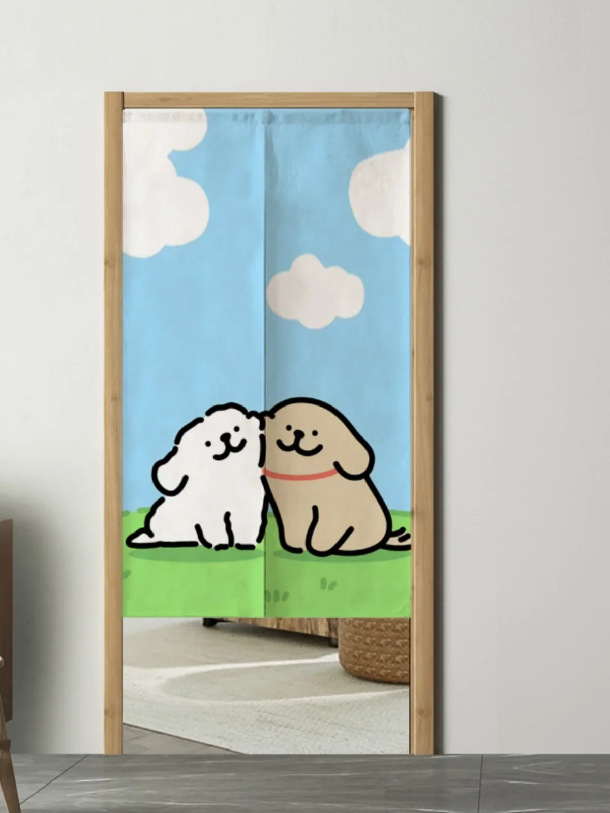 Simple Cute Cartoon Room Divider Curtain Batoom Privacy Curtain Home Use Bedroom Door Curtain Functional Home Decor