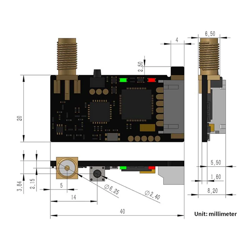Y45A-SX1278 Módulo inalámbrico Lora 433M Módulo receptor transmisor serie UART