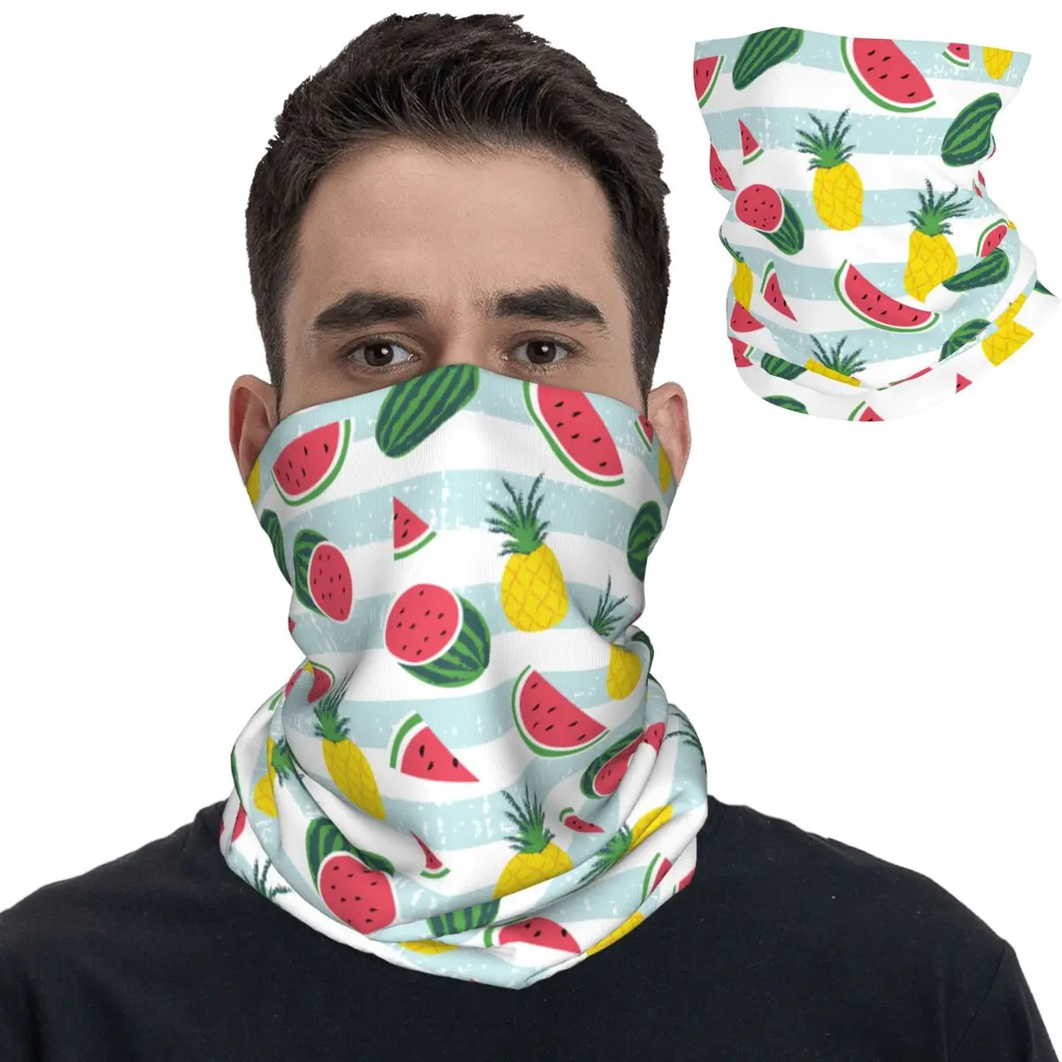 

Watermelon Pineapple Stripes Bandana Neck Gaiter Printed Balaclavas Face Scarf Multifunctional Cycling Unisex Adult All Season