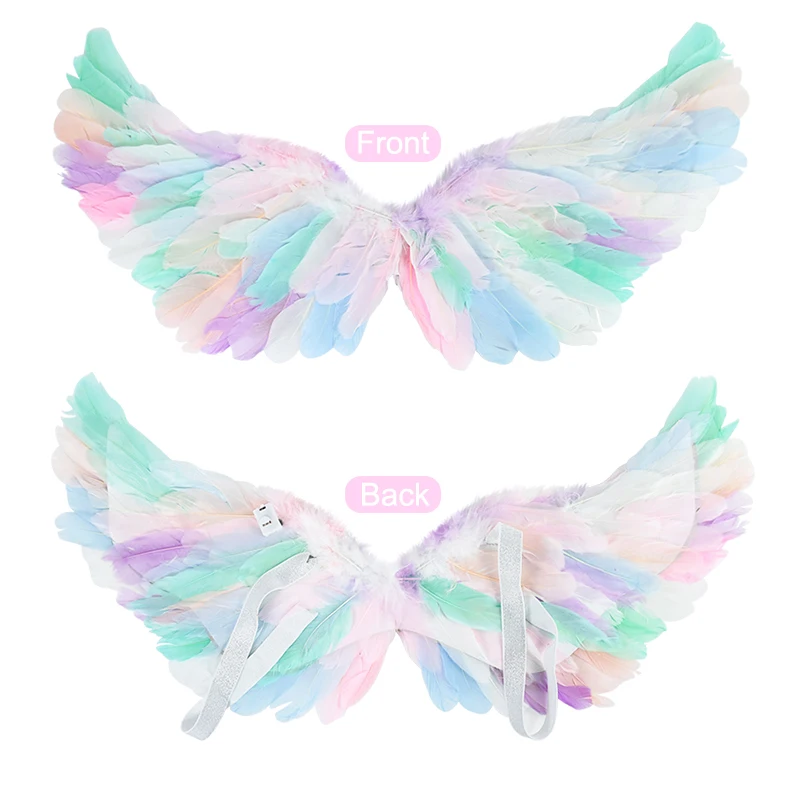 LED Colour Angel Feather Wings Girls Unicorn Halo Headband Fairy Stick Luminous Prop Cosplay Party Costume Glowing Accessories