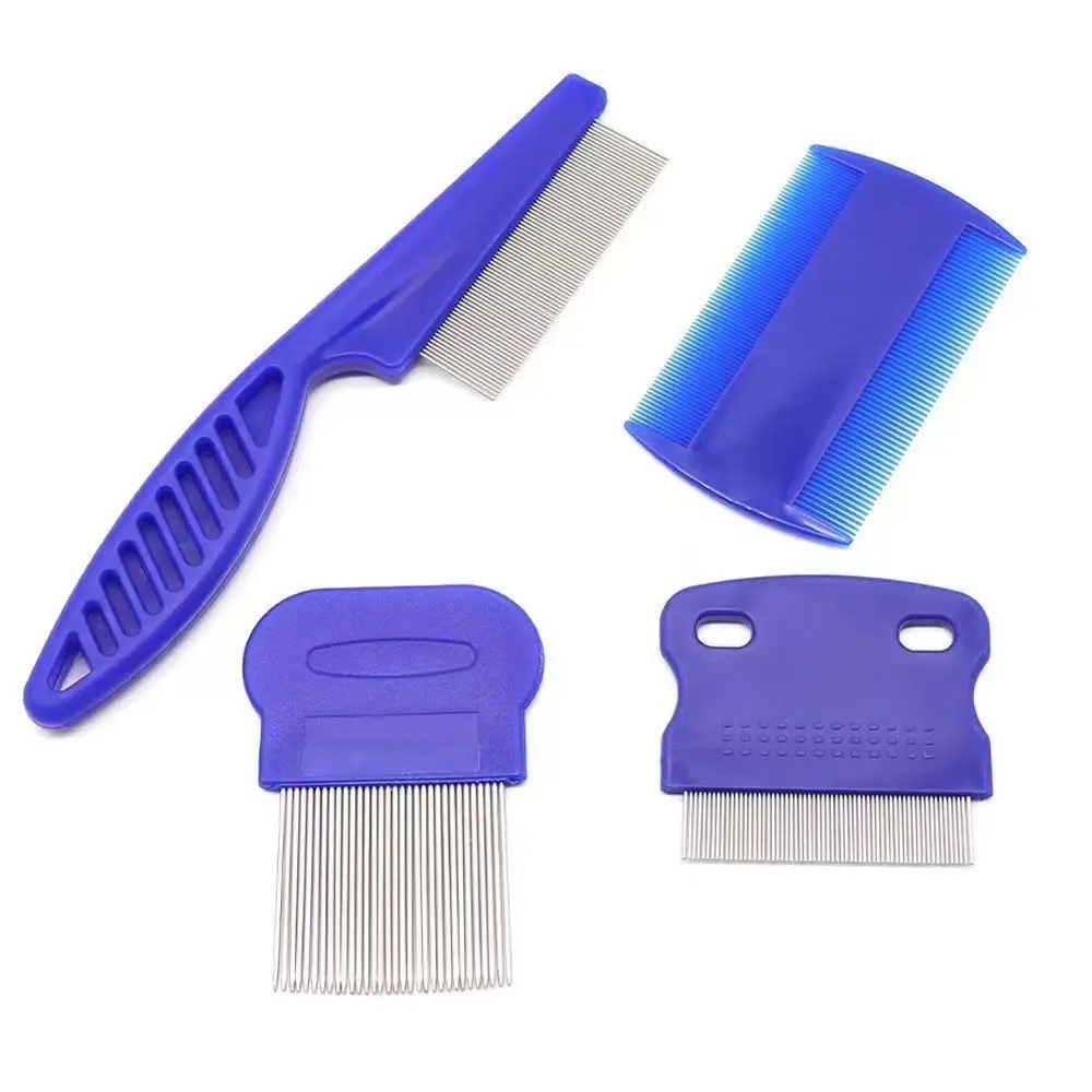 Pet 4-piece set: floating hair comb, specialized cleaning tool for long-haired pets, flea prevention device, cat-specific knot-o