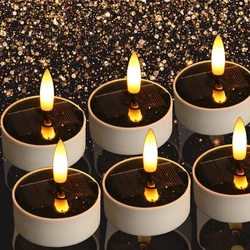 12/24PC Waterproof Solar Candles Candle Tea light Flickering Flameless Candles Electronic Solar LED Nightlight Garden Solar Lamp