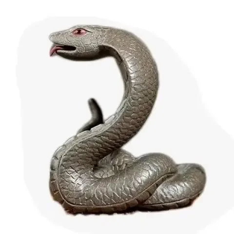 MOYU Yixing Purple Clay Tea Pet Sculpture Handmade Collectible Art Zen Home Decor Lucky Yuanbao Cobra Design Tea Ceremony Gift