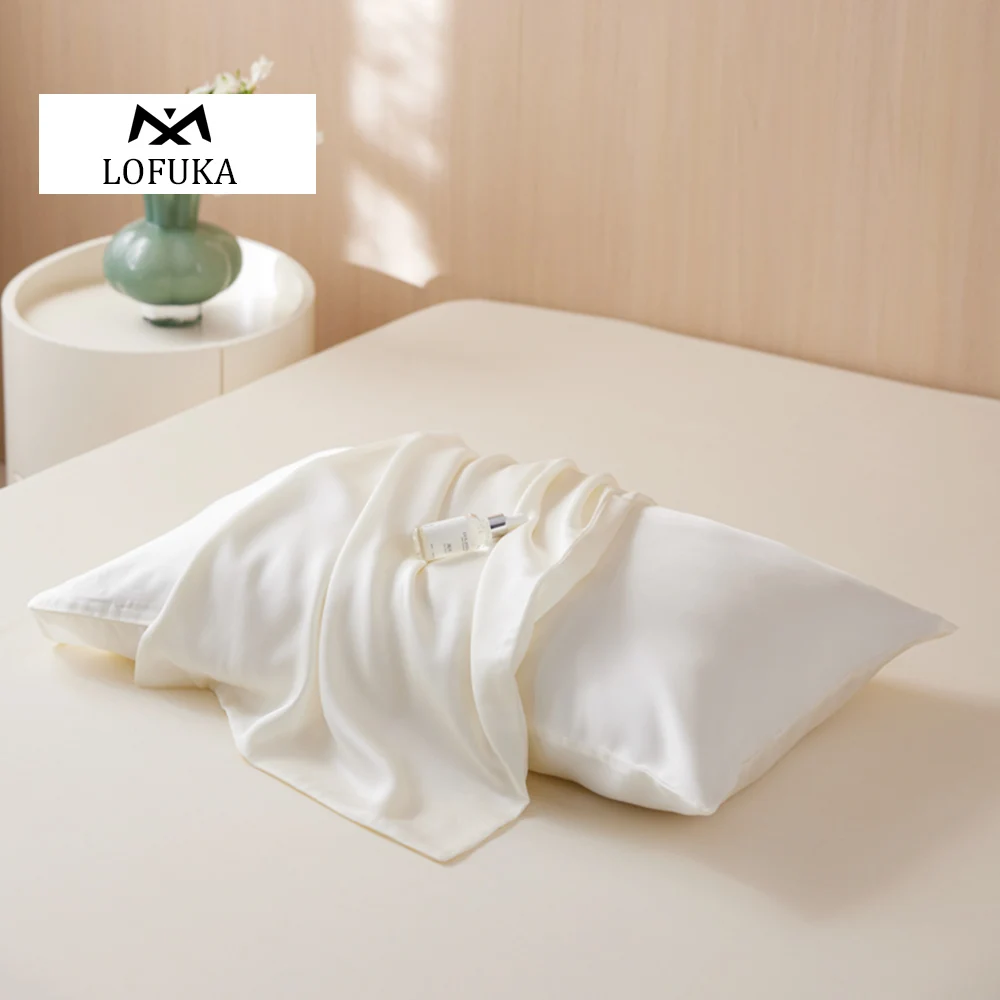 Lofuka Women Noble 100% Silk White Pillowcase Healthy 6A Grade Beauty Skin Hair Bed Pillow Cover 48x74cm For Family Gift